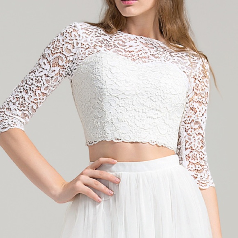 JJsHouse NWT Wedding White lace top.